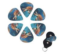 6 PCS Guitar Picks Plectrums with Bag Ocean cute sea turtle oil painting Bass Picks Thin Medium Heavy Guitar Plectrums for Acoustic Electric Guitars Bass Ukulele Guitar Lovers Gift