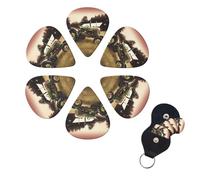 6 PCS Guitar Picks Plectrums with Bag Old Tractor Photo Farm Bass Picks Thin Medium Heavy Guitar Plectrums for Acoustic Electric Guitars Bass Ukulele Guitar Lovers Gift
