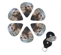 6 PCS Guitar Picks Plectrums with Bag Otter Playing in The Water Bass Picks Thin Medium Heavy Guitar Plectrums for Acoustic Electric Guitars Bass Ukulele Guitar Lovers Gift