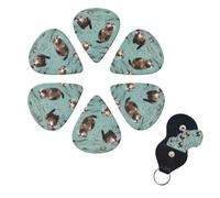 6 PCS Guitar Picks Plectrums with Bag Otters Bass Picks Thin Medium Heavy Guitar Plectrums for Acoustic Electric Guitars Bass Ukulele Guitar Lovers Gift