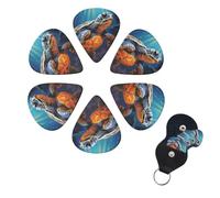6 PCS Guitar Picks Plectrums with Bag Painted sea turtle Bass Picks Thin Medium Heavy Guitar Plectrums for Acoustic Electric Guitars Bass Ukulele Guitar Lovers Gift