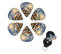 6 PCS Guitar Picks Plectrums with Bag Private Plane Bass Picks Thin Medium Heavy Guitar Plectrums for Acoustic Electric Guitars Bass Ukulele Guitar Lovers Gift