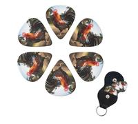 6 PCS Guitar Picks Plectrums with Bag Proud Rooster Bass Picks Thin Medium Heavy Guitar Plectrums for Acoustic Electric Guitars Bass Ukulele Guitar Lovers Gift