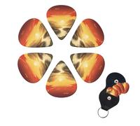 6 PCS Guitar Picks Plectrums with Bag Rising Sun Bass Picks Thin Medium Heavy Guitar Plectrums for Acoustic Electric Guitars Bass Ukulele Guitar Lovers Gift