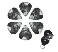 6 PCS Guitar Picks Plectrums with Bag River and gray rocks Bass Picks Thin Medium Heavy Guitar Plectrums for Acoustic Electric Guitars Bass Ukulele Guitar Lovers Gift