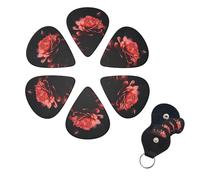 6 PCS Guitar Picks Plectrums with Bag Roses in the dark Bass Picks Thin Medium Heavy Guitar Plectrums for Acoustic Electric Guitars Bass Ukulele Guitar Lovers Gift