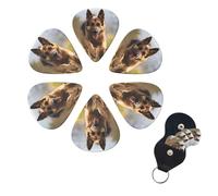 6 PCS Guitar Picks Plectrums with Bag Running german shepherd dog Bass Picks Thin Medium Heavy Guitar Plectrums for Acoustic Electric Guitars Bass Ukulele Guitar Lovers Gift