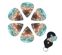 6 PCS Guitar Picks Plectrums with Bag Sandbeach Shell Starfish Bass Picks Thin Medium Heavy Guitar Plectrums for Acoustic Electric Guitars Bass Ukulele Guitar Lovers Gift