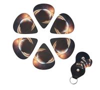 6 PCS Guitar Picks Plectrums with Bag Saturn Ring Planet Bass Picks Thin Medium Heavy Guitar Plectrums for Acoustic Electric Guitars Bass Ukulele Guitar Lovers Gift