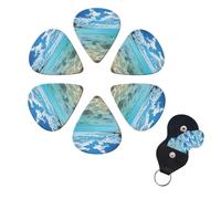 6 PCS Guitar Picks Plectrums with Bag Scenic sea water Bass Picks Thin Medium Heavy Guitar Plectrums for Acoustic Electric Guitars Bass Ukulele Guitar Lovers Gift