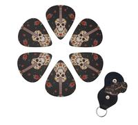 6 PCS Guitar Picks Plectrums with Bag Sugar Skull Bass Picks Thin Medium Heavy Guitar Plectrums for Acoustic Electric Guitars Bass Ukulele Guitar Lovers Gift