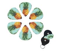 6 PCS Guitar Picks Plectrums with Bag Tropical Pineapple Bass Picks Thin Medium Heavy Guitar Plectrums for Acoustic Electric Guitars Bass Ukulele Guitar Lovers Gift