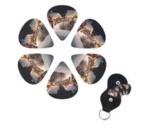 6 PCS Guitar Picks Plectrums with Bag Winter X-mas Bass Picks Thin Medium Heavy Guitar Plectrums for Acoustic Electric Guitars Bass Ukulele Guitar Lovers Gift