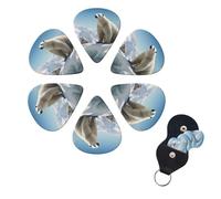 6 Pcs Guitar Picks Polar Bear Penguin Guitar Pick Set Double-sided Personalized Bass Pick Plectrums with Organizer Storage Box Ukulele Picks Ukulele Accessories for Men Women