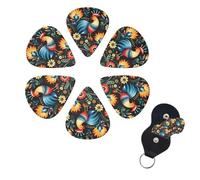 6 Pcs Guitar Picks Polish Folk art Pattern Guitar Pick Set Double-sided Personalized Bass Pick Plectrums with Organizer Storage Box Ukulele Picks Ukulele Accessories for Men Women