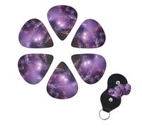 6 Pcs Guitar Picks Purple Galaxy Guitar Pick Set Double-sided Personalized Bass Pick Plectrums with Organizer Storage Box Ukulele Picks Ukulele Accessories for Men Women