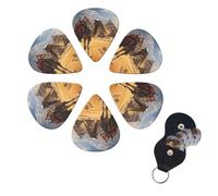 6 Pcs Guitar Picks Pyramid Camel Guitar Pick Set Double-sided Personalized Bass Pick Plectrums with Organizer Storage Box Ukulele Picks Ukulele Accessories for Men Women