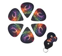 6 Pcs Guitar Picks Rainbow sky and moon Guitar Pick Set Double-sided Personalized Bass Pick Plectrums with Organizer Storage Box Ukulele Picks Ukulele Accessories for Men Women