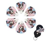6 Pcs Guitar Picks Rat Terrier Dog Guitar Pick Set Double-sided Personalized Bass Pick Plectrums with Organizer Storage Box Ukulele Picks Ukulele Accessories for Men Women
