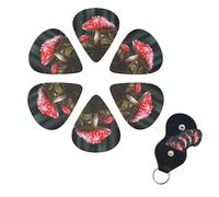 6 Pcs Guitar Picks Red And White Mushroom Guitar Pick Set Double-sided Personalized Bass Pick Plectrums with Organizer Storage Box Ukulele Picks Ukulele Accessories for Men Women