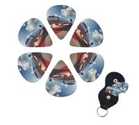 6 Pcs Guitar Picks Red Carpet Airplane Guitar Pick Set Double-sided Personalized Bass Pick Plectrums with Organizer Storage Box Ukulele Picks Ukulele Accessories for Men Women