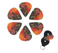 6 Pcs Guitar Picks Red Dragonfly Guitar Pick Set Double-sided Personalized Bass Pick Plectrums with Organizer Storage Box Ukulele Picks Ukulele Accessories for Men Women
