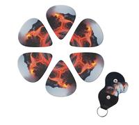 6 Pcs Guitar Picks Red Hot Lava from Kilauea Volcano Guitar Pick Set Double-sided Personalized Bass Pick Plectrums with Organizer Storage Box Ukulele Picks Ukulele Accessories for Men Women