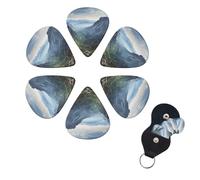 6 Pcs Guitar Picks Rock Mountain Guitar Pick Set Double-sided Personalized Bass Pick Plectrums with Organizer Storage Box Ukulele Picks Ukulele Accessories for Men Women