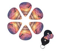 6 Pcs Guitar Picks Sea gull Flying Over Colorful Sky Guitar Pick Set Double-sided Personalized Bass Pick Plectrums with Organizer Storage Box Ukulele Picks Ukulele Accessories for Men Women