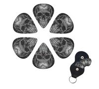 6 Pcs Guitar Picks Skull Skeleton Guitar Pick Set Double-sided Personalized Bass Pick Plectrums with Organizer Storage Box Ukulele Picks Ukulele Accessories for Men Women