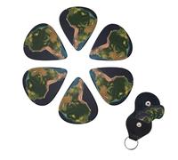 6 Pcs Guitar Picks South America Satellite Image Guitar Pick Set Double-sided Personalized Bass Pick Plectrums with Organizer Storage Box Ukulele Picks Ukulele Accessories for Men Women
