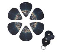 6 Pcs Guitar Picks Starry Night The Mountains Guitar Pick Set Double-sided Personalized Bass Pick Plectrums with Organizer Storage Box Ukulele Picks Ukulele Accessories for Men Women