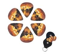 6 Pcs Guitar Picks Tahiti Resort Sunset Peel Guitar Pick Set Double-sided Personalized Bass Pick Plectrums with Organizer Storage Box Ukulele Picks Ukulele Accessories for Men Women