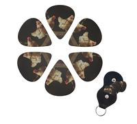 6 Pcs Guitar Picks Three Chickens Guitar Pick Set Double-sided Personalized Bass Pick Plectrums with Organizer Storage Box Ukulele Picks Ukulele Accessories for Men Women