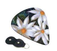 6 Pcs Guitar Picks with Artistic Daisy Floral Print, Guitar Picks for Acoustic Guitar, Electric Guitar, Bass Guitar | 0.96mm