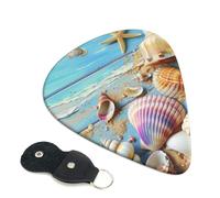 6 Pcs Guitar Picks with Beach Theme Seashells Print, Guitar Picks for Acoustic Guitar, Electric Guitar, Bass Guitar | 0.46mm