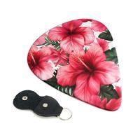 6 Pcs Guitar Picks with beautiful Hibiscus Flower Print, Guitar Accessories Guitar Picks for Acoustic Guitar, Electric Guitar, Bass Guitar | 0.46mm