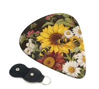 6 Pcs Guitar Picks with Bees Sunflowers Daisy Rose Flowers Print, Guitar Picks for Acoustic Guitar, Electric Guitar, Bass Guitar | 0.46mm
