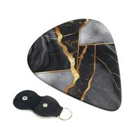 6 Pcs Guitar Picks with black marble texture gold Print, Guitar Accessories Guitar Picks for Acoustic Guitar, Electric Guitar, Bass Guitar | 0.71mm