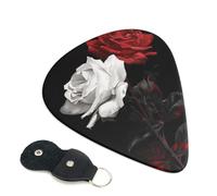 6 Pcs Guitar Picks with Black White and Red Roses Print, Guitar Accessories Guitar Picks for Acoustic Guitar, Electric Guitar, Bass Guitar | 0.71mm