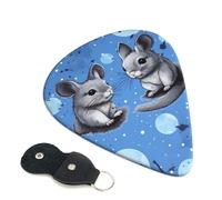 6 Pcs Guitar Picks with Blue Chinchillas And Moon Print, Guitar Accessories Guitar Picks for Acoustic Guitar, Electric Guitar, Bass Guitar | 0.71mm