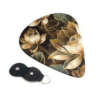 6 Pcs Guitar Picks with Boho Gold Flowers Print, Guitar Picks for Acoustic Guitar, Electric Guitar, Bass Guitar | 0.46mm