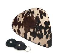 6 Pcs Guitar Picks with Brown Cowhide 1 Print, Guitar Accessories Guitar Picks for Acoustic Guitar, Electric Guitar, Bass Guitar | 0.71mm