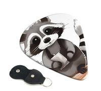 6 Pcs Guitar Picks with Cartoon cute raccoon Print, Guitar Accessories Guitar Picks for Acoustic Guitar, Electric Guitar, Bass Guitar | 0.46mm