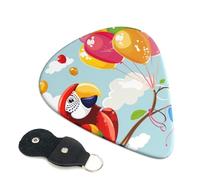 6 Pcs Guitar Picks with Cartoon parrot playing with balloons Print, Guitar Accessories Guitar Picks for Acoustic Guitar, Electric Guitar, Bass Guitar | 0.96mm