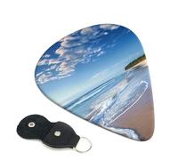 6 Pcs Guitar Picks with Clear Sky Wave Beach Print, Guitar Accessories Guitar Picks for Acoustic Guitar, Electric Guitar, Bass Guitar | 0.71mm