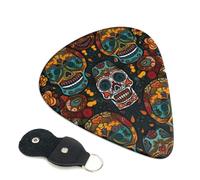 6 Pcs Guitar Picks with Colorful Sugar Skulls Print, Guitar Picks for Acoustic Guitar, Bass Guitar | 0.96mm