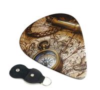 6 Pcs Guitar Picks with Compass and Old World Map Print, Guitar Picks for Acoustic Guitar, Electric Guitar, Bass Guitar | 0.46mm