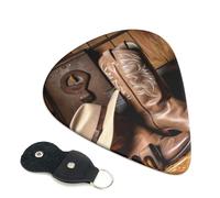 6 Pcs Guitar Picks with Cowboy Black Hat Western Boots Print, Guitar Accessories Guitar Picks for Acoustic Guitar, Electric Guitar, Bass Guitar | 0.46mm