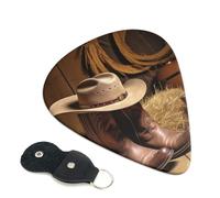 6 Pcs Guitar Picks with Cowboy Hat Western Boot Print, Guitar Accessories Guitar Picks for Acoustic Guitar, Electric Guitar, Bass Guitar | 0.71mm